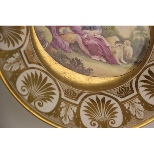 828 - A Royal Worcester porcelain cabinet plate, 19th century, the centre decorated with a scene of Craign... 