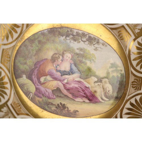 828 - A Royal Worcester porcelain cabinet plate, 19th century, the centre decorated with a scene of Craign... 