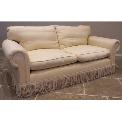 1119 - A large 'Country House' sofa, by Sinclair Melson Ltd, in cream herringbone fabric, later lilac loose... 