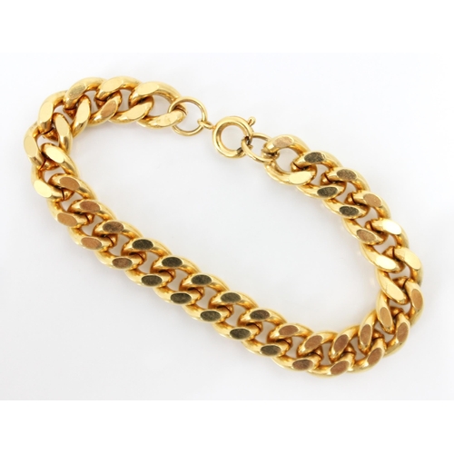 201 - A gold coloured metal bracelet, the curb link bracelet with bolt ring fastener, overall length 20.5c... 