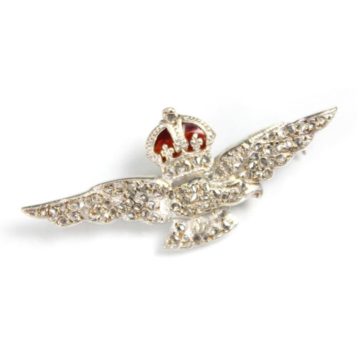 310 - An early 20th century diamond set RAF pathfinder sweetheart brooch, the white metal brooch designed ... 