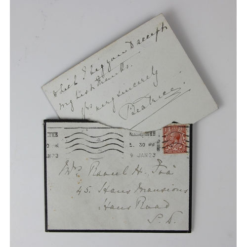 317 - A mourning card hand written by Princess Beatrice (1857-1944), on embossed Kensington Palace notecar... 