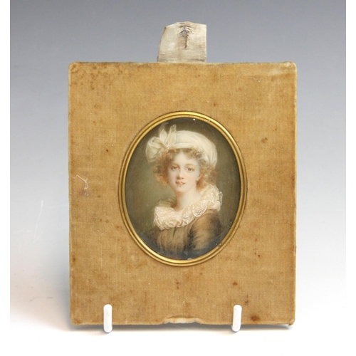 318 - After Elisabeth Louise Vigée Le Brun (French, 1755-1842),  
A bust length portrait miniature depicti... 