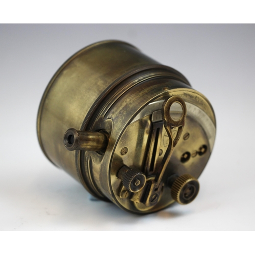 339 - A reproduction Henry Barrow & Co brass pocket sextant, 20th century, the cylindrical cover unscrewin... 