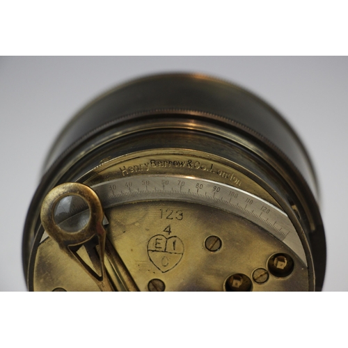 339 - A reproduction Henry Barrow & Co brass pocket sextant, 20th century, the cylindrical cover unscrewin... 