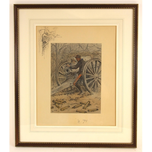 485 - After 'Snaffles' (Charles Johnson Payne, 1884-1967),  
''Le 75'',  
Print on paper,  
On decorative ... 