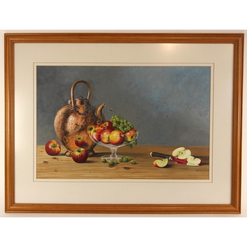 512A - C. Hope (British, 20th century),  
Still life with fruit and copper kettle,  
Watercolour on paper, ... 