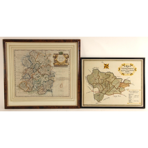 514 - After Robert Morden (1650-1703), a hand-coloured map of Shropshire, on laid paper, visible plate mar... 