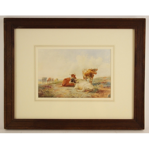 520 - Thomas Sidney Cooper RA (British, 1803-1902),  
Cattle resting by a lake,  
Watercolour on paper,  
... 