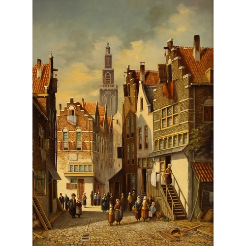 563 - Pieter Cornelis Steenhouwer (Dutch, 1896-1972),  
A Dutch street scene,  
Oil on board,  
Signed low... 