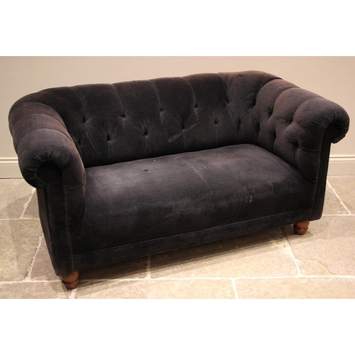 648 - A Habitat chesterfield type sofa, late 20th century, of typical deep set form, in speckled velour fa... 