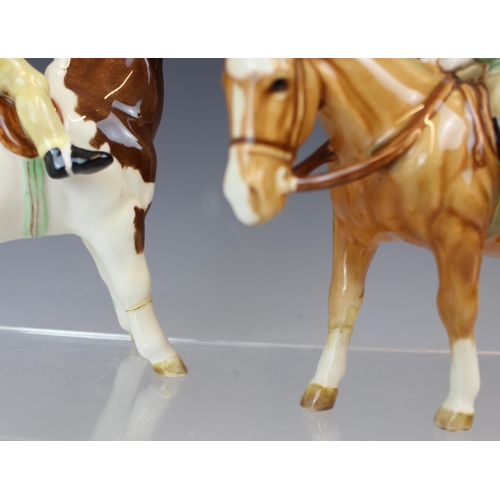 739 - A Beswick figure of 'Girl On Pony', model no. 1499, designed by Arthur Gredington, in the piebald co... 