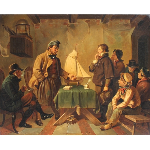 532A - Attributed to Rudolf Jordan (German, 1810-1887),  
A sailing class,  
Oil on tin,  
Unsigned,  
30.5... 