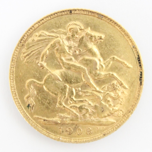 124 - An Edward VII full sovereign, dated 1908, 7.9gms