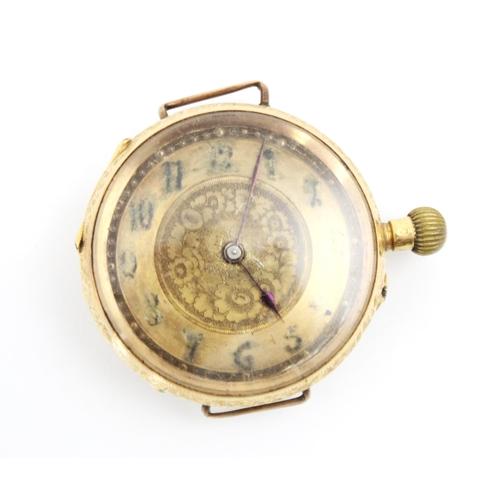 147 - A 19th century yellow metal ladies pocket watch, the florally engraved dial with Arabic numerals, se... 