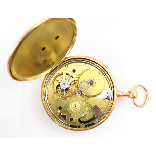 149 - A 19th century Charles Oudin chiming open faced yellow metal pocket watch, the gold coloured texture... 