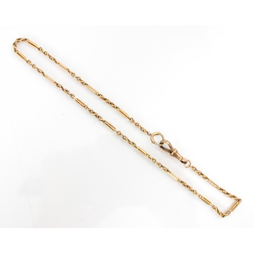 244 - A 19th century yellow metal chain, the rope twist links interspersed with intertwined bar links, wit... 