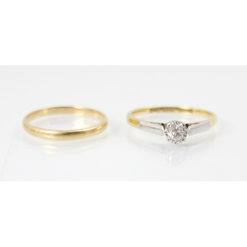 282 - An Edwardian style diamond solitaire ring, the round cut diamond within milgrain style setting edge,... 