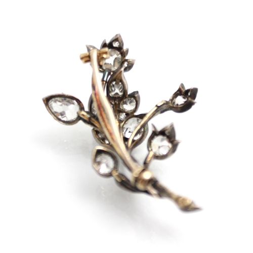 297 - A 19th century diamond spray brooch, the white metal spray brooch with mixed cut old cut diamonds se... 