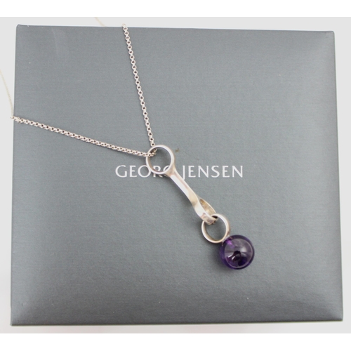 315 - A Georg Jensen amethyst 'sphere' pendant necklace, designed Regitze Overgaard, the plain polished sp... 