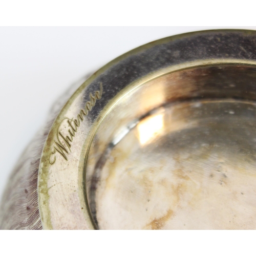 52 - A late 19th century silver plate mounted horse hoof ash tray, the horses hoof with oval vacant bowl ... 