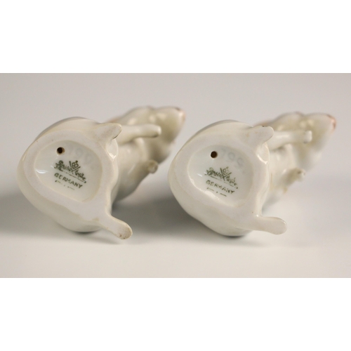 724 - A pair of Rosenthal German porcelain mice, 20th century, each modelled standing, printed maker's mar... 