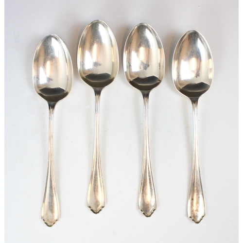 76 - A set of four George VI silver Pembury pattern table spoons, Atkin Brothers, Sheffield 1937, with Rd... 