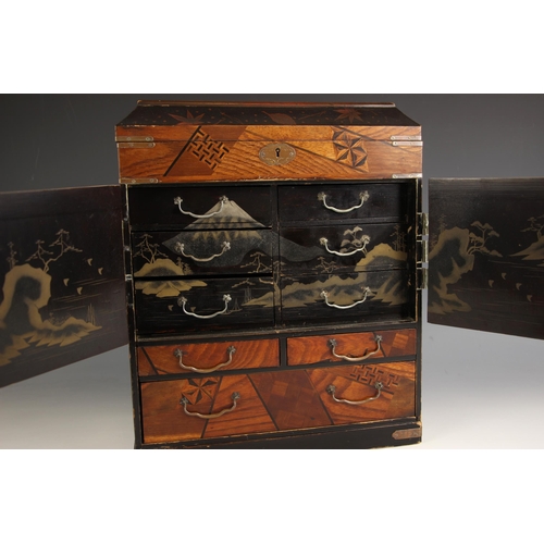 785 - A Japanese Shibayama Kodansu, Meiji Period (1868-1912), the table top cabinet of rectangular form wi... 