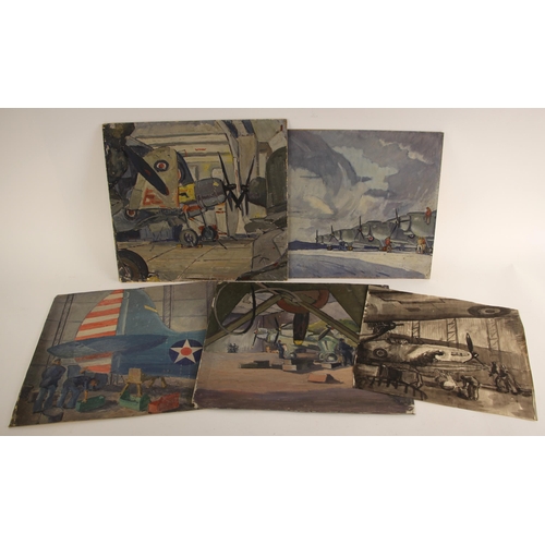 564 - John Hornbuckle (British, 20th century),  
A portfolio of works depicting World War II naval aviatio... 