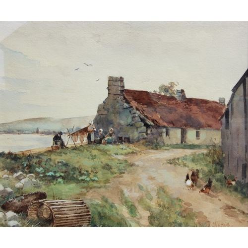 527 - Jacob Hendricus Maris (Dutch 1837-1899),
An estuary scene with run down cottages, country folk and c... 