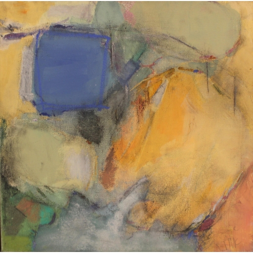 569A - Janie McLeod (Contemporary Welsh),  
Abstract composition with blue yellow and orange,  
Acrylic on ... 