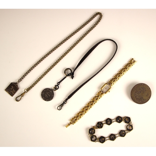 164 - A selection of jewellery, including a Seiko ladies dress watch, set with red stone and diamond to ca... 