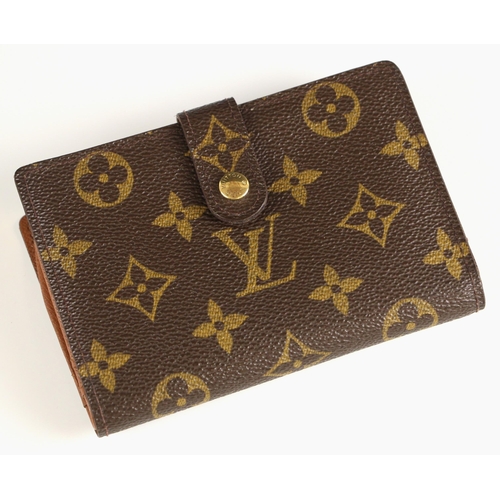 429 - A Louis Vuitton monogram Portemonnaie 'French purse', with press stud fasten enclosing card slots, w... 