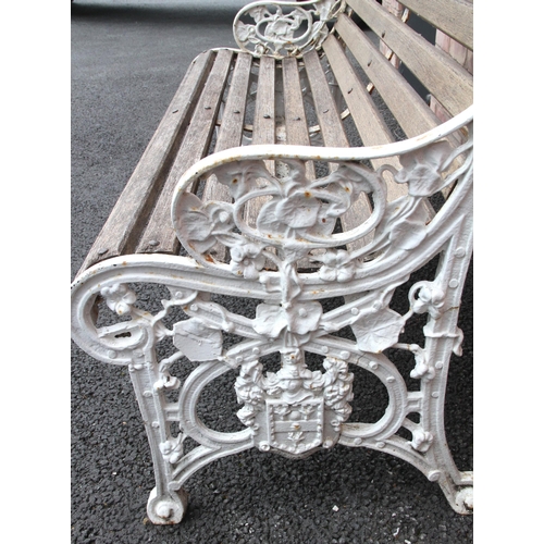 904 - A Victorian cast iron Nasturtium pattern garden bench, probably Coalbrookdale, the foliate openwork ... 