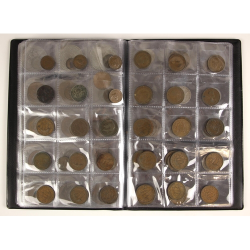 109 - An album of coins, to include Victorian crowns, earliest 1887, various three pence examples, British... 