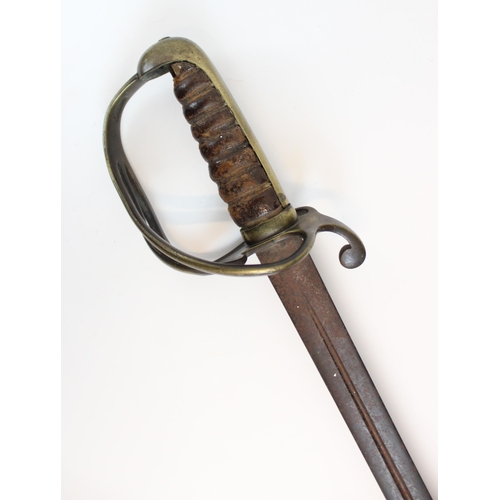 346 - A 19th century sword modelled on the British Artillery officer's pattern, the 78cm half fullered dou... 