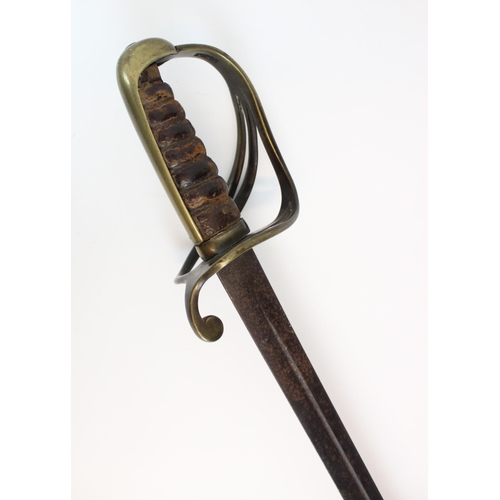 346 - A 19th century sword modelled on the British Artillery officer's pattern, the 78cm half fullered dou... 