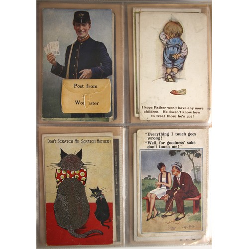 473 - A collection of approximately 1000 postcards to ten albums, to include examples by Louis Wain and Do... 