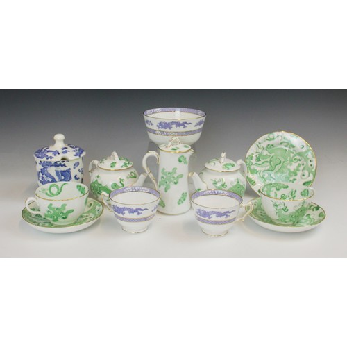 707 - A Royal Worcester porcelain part tea service in the Green Dragon pattern, early 20th century, compri... 