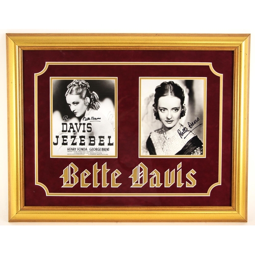 336 - A framed Bette Davis signed photograph and signed promotional poster for JEZEBEL, mounted together i... 