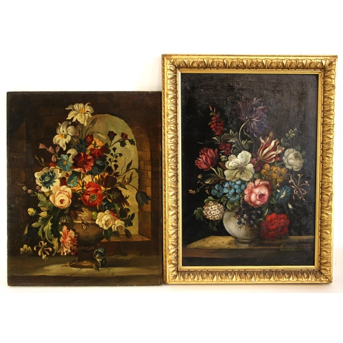 550 - E. Vanderman (Dutch school, 20th century),  
Still life with flowers,  
Oil on canvas,  
Signed lowe... 