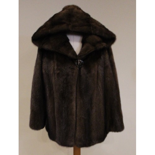 415 - A ladies Saga Furs Royal mink fur jacket, late 20th century, half length with hood, 67cm long, arms ... 