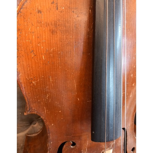 873 - A 19th century cello or violoncello, spruce top, with maple two-piece back, sides, and neck, ebonise... 