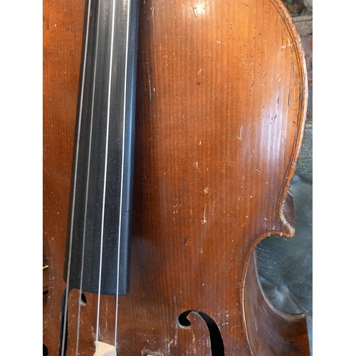 873 - A 19th century cello or violoncello, spruce top, with maple two-piece back, sides, and neck, ebonise... 