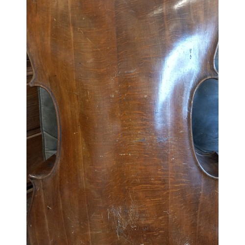 873 - A 19th century cello or violoncello, spruce top, with maple two-piece back, sides, and neck, ebonise... 