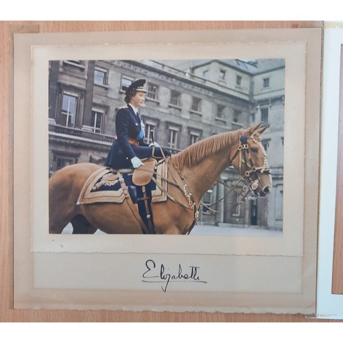 320 - QUEEN ELIZABETH II INTEREST: A printed photograph of Princess Elizabeth mounted side saddle on a hor... 