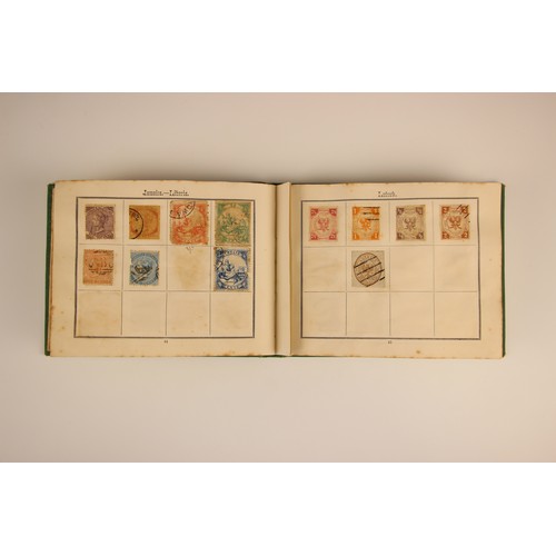 470 - A collection of five stamp albums and a folder, comprising: a Simplex Blank Album with world collect... 