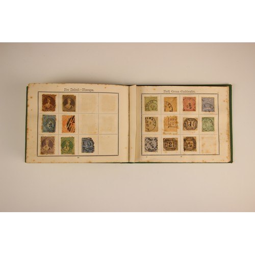 470 - A collection of five stamp albums and a folder, comprising: a Simplex Blank Album with world collect... 