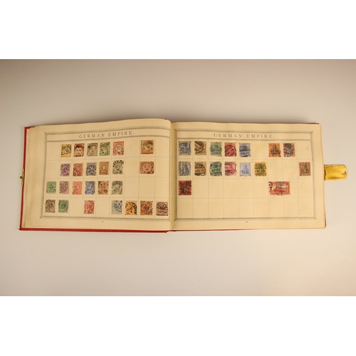 470 - A collection of five stamp albums and a folder, comprising: a Simplex Blank Album with world collect... 