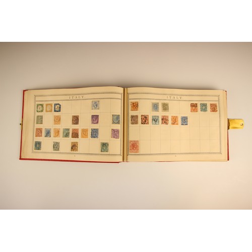 470 - A collection of five stamp albums and a folder, comprising: a Simplex Blank Album with world collect... 